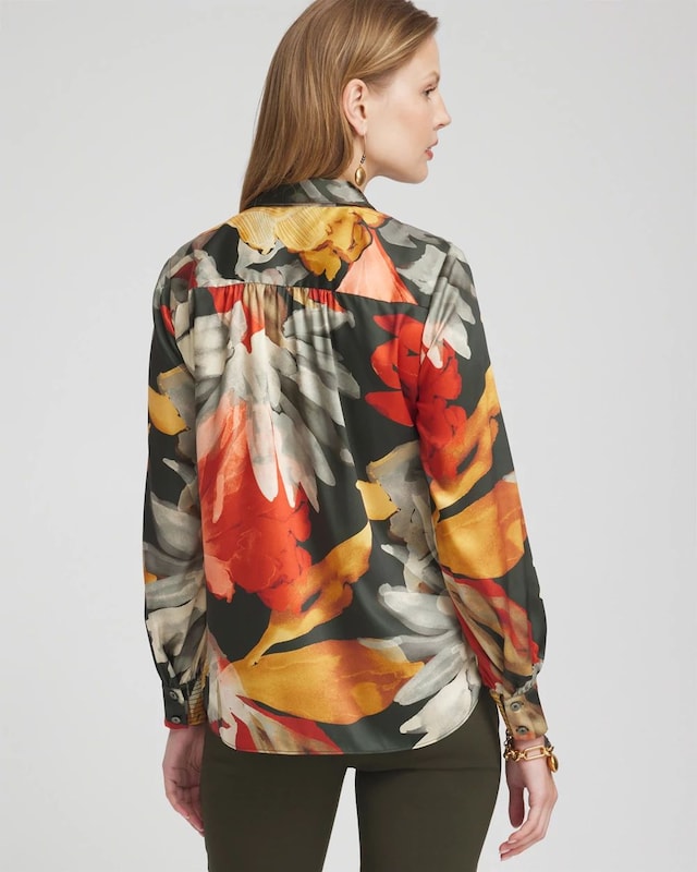 Floral Faux Silk Shirt - image 3